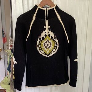 Athleta S  Zip Front High Neck Sweater, Design,  Front & Sleeves.